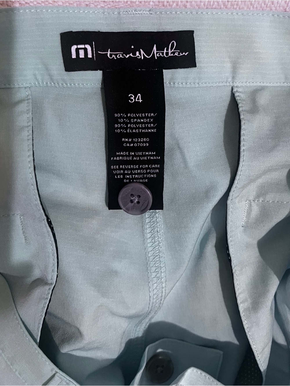 Travis Mathew Men's Shorts Light Mint with Pink Trim